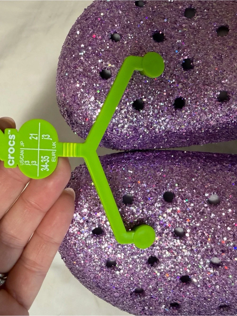 CROCS NWT Kids Purple Glitter Fuzzy Clog with Heel Strap Size 3